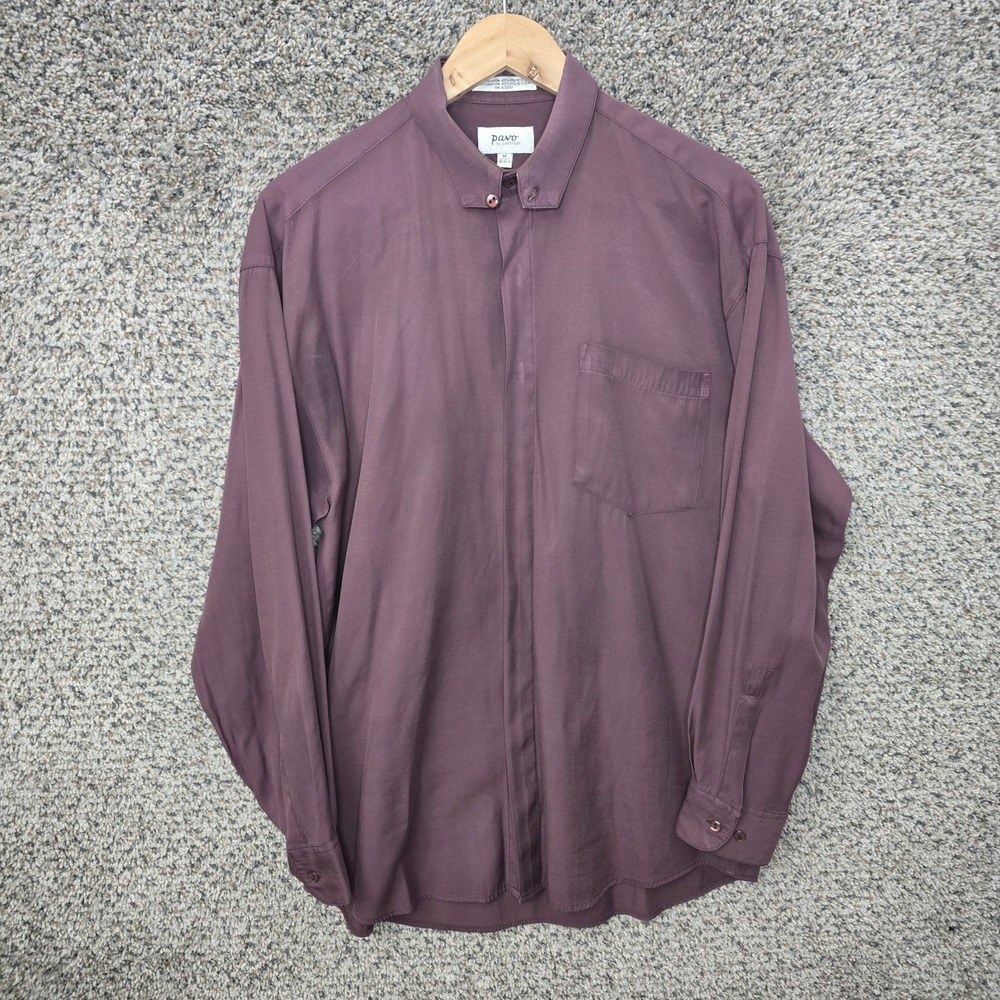 Pavo by Lastrada Dress Shirt Mens Medium Purple‎ Button Up Rayon Polyester
